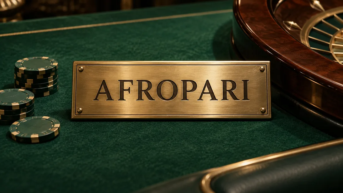 Roulette table with AFROPARI engraved on a brass plaque